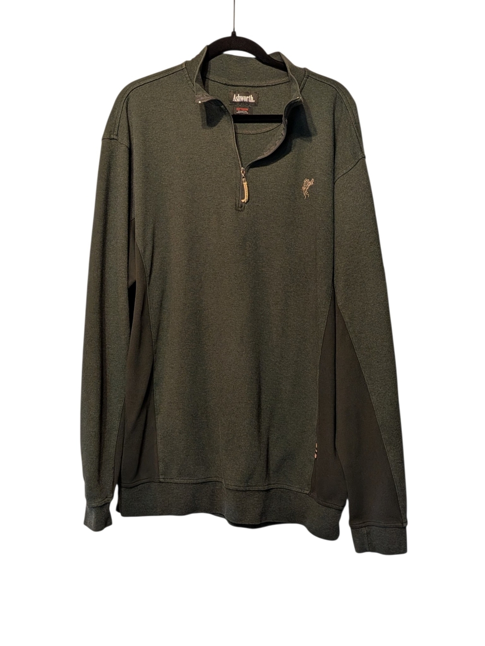 Ashworth Men's Dark Olive Half-Zip Cabincore Pullover Sweater XL